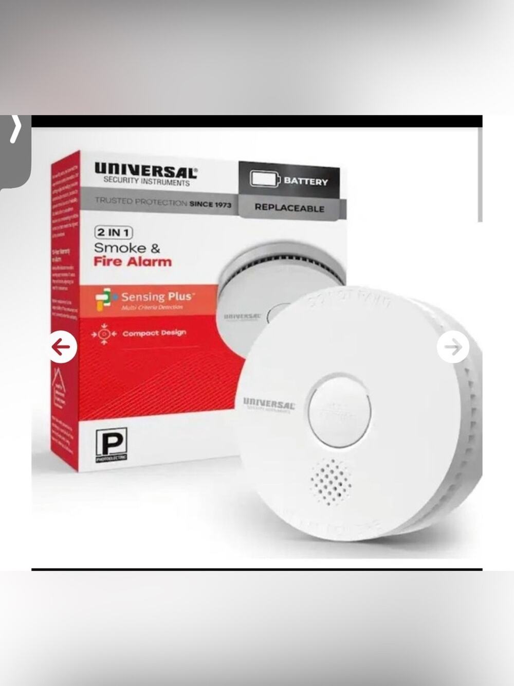 Universal Security Instruments Smoke & Fire Alarm New